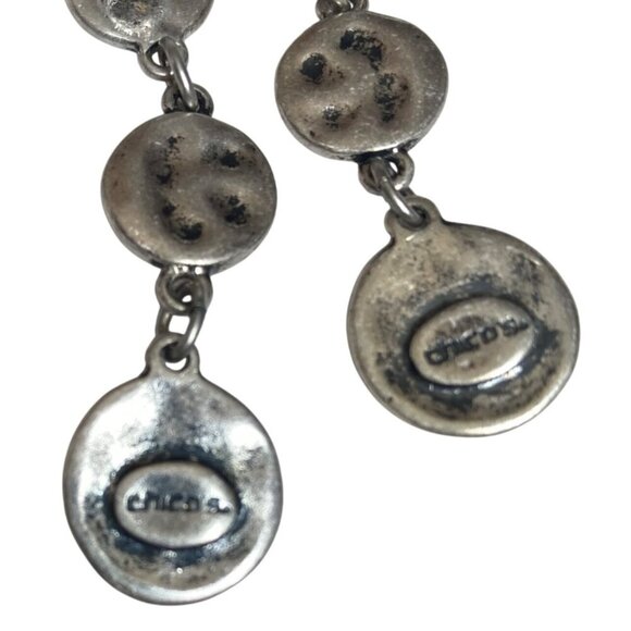 Chicos Silver Tone Hammered Discs Earrings Necklace Set Textured Boho Neutral - Picture 10 of 11